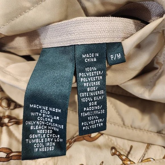 Lauren by Ralph Lauren Eqestrian Quilted Silk Reversable Vest Size P/M